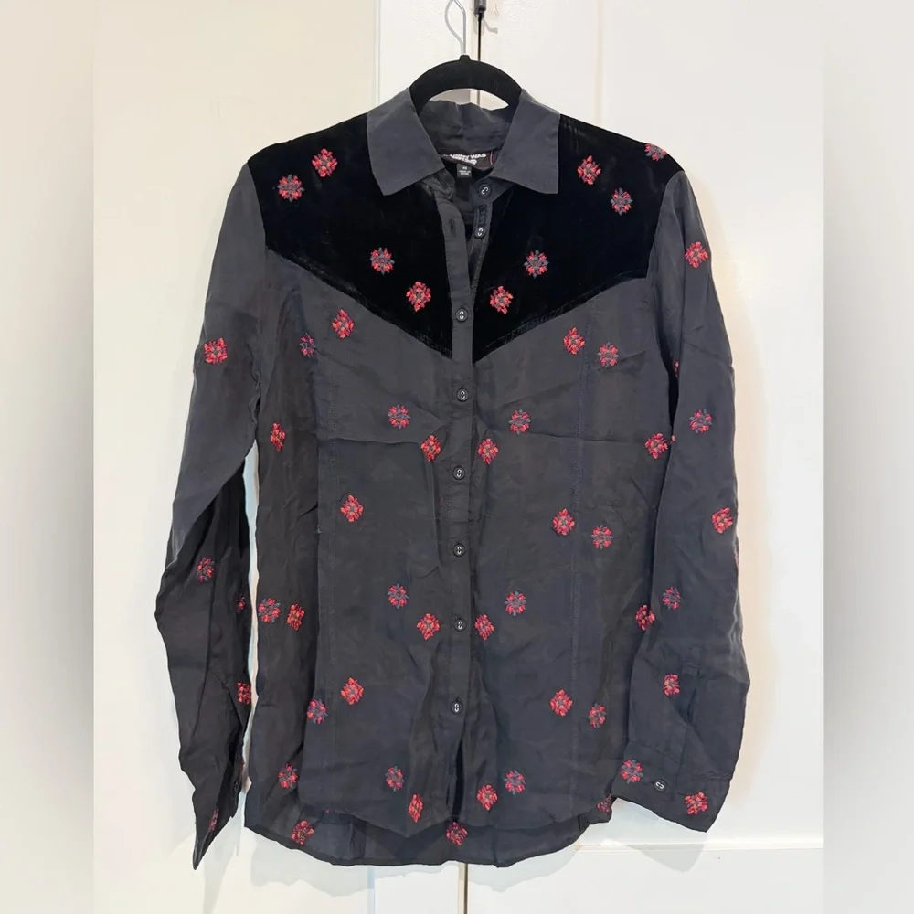 Johnny Was Maxine Western Steam Shirt Sz XS MSRP: $318 Bohemian Coastal Cowgirl